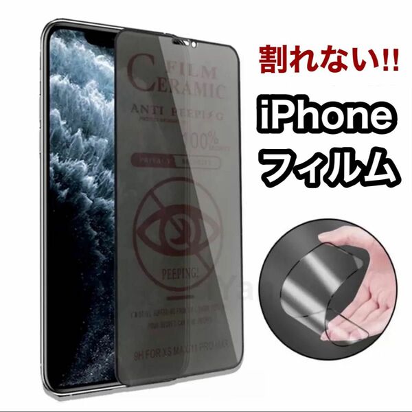 割れない！超覗き見防止！最強iPhoneフィルムアンチグレア セラミック