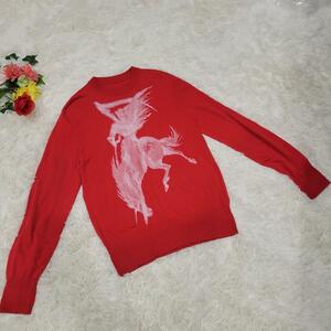  Givenchy red Logo motif Pegasus knitted sweater sweatshirt 