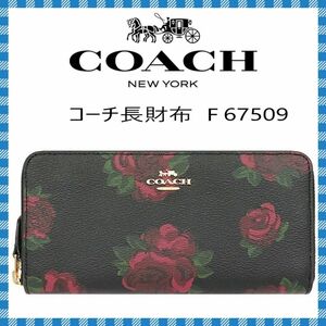 COACH　長財布　●フローラルプリント　アコーディオンジップ　レディース・F67509　●コーチ海外アウトレット・新品・未使用品