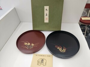 ★未使用品　１円スタート★　平安象彦　お盆 丸盆　漆器