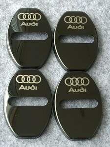 ★アウディ AUDI ★ブラック★ ステンレス鏡面 ドアストライカー ステンレスカバー 自動車内装品 ステンレス製 4個セット