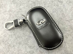 インフィニティ INFINITI★ブラック★スマートキーケース 車用 PUレザー 男女兼用 収納 ラウンドファスナー キーホルダー キーカバー 軽量