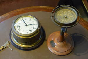 アンティーク　レトロ　ドイツ製船舶用時計　壁掛け時計　島津製作所　コンパス　方位磁石　方位磁針