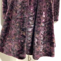 最高級 美品 EMBA シェアードミンク ロングコート 裾周り201cm 着丈100cm エンバ 毛皮 リアルファー フレア ワインレッド 9-11号_画像5