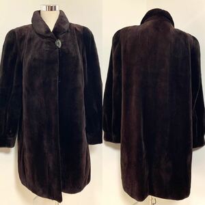 最高級 サガミンク シェアードミンク ロングコート 裾周囲141cm 毛皮 毛感触◎ リアルファー SAGA MINK 銀サガ レディース ブラウン系 F