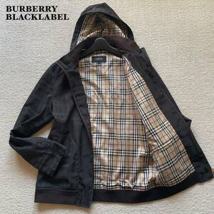 【希少Lサイズ】BURBERRY BLACKLABEL バーバリーブラックレーベル ナイロンジャケット マウンテンパーカー ブラウンノバチェック シャドー