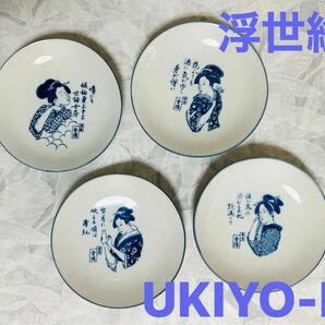 浮世絵　【レア　レトロ　非売品】UKIYO-E 皿　金陵　プレート　銘々皿 絵皿 小皿 昭和レトロ