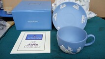 美品　ウェッジウッド　WEDGWOOD　カップ & ソーサー　ジャスパー　Jasper　ペールブルー　ティーカップ コーヒーカップ　箱・説明書あり_画像1