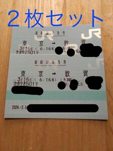 北陸新幹線3月16日(土) 1番列車　東京→敦賀　かがやき501号　連番大人2枚セット　北陸新幹線延伸