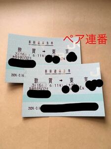 北陸新幹線3月16日(土) 1番列車　敦賀→東京　かがやき502号　連番ペアセット　大人2枚　北陸新幹線延伸