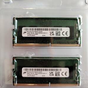 【USED：送料込み】マイクロン ノートPC用増設メモリ 8GB (4GB×2枚) DDR4 3200MT/s(PC4-3200) CL22 SODIMM 260pinの画像2