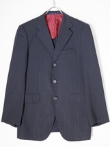 PAUL SMITH LONDONポールスミス ロンドン 裏地パープルエンジ サマーウールピンストライプ3Bジャケット[MKNA70427]_画像1