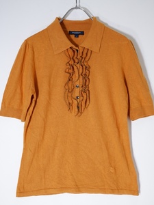 BURBERRY LONDON Burberry London hose Mark embroidery silk cashmere . frill knitted polo-shirt [LKNA68681]