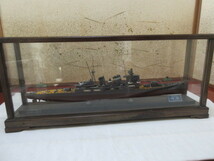 戦前 模型 巡洋艦「足柄」 木製 縮尺1/450 阪急百貨店 当時のガラスケース 銘板有_画像1