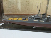 戦前 模型 巡洋艦「足柄」 木製 縮尺1/450 阪急百貨店 当時のガラスケース 銘板有_画像5