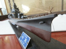 戦前 模型 巡洋艦「足柄」 木製 縮尺1/450 阪急百貨店 当時のガラスケース 銘板有_画像9