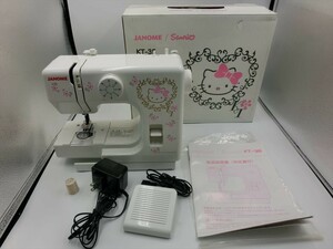 【MK3-32】【100サイズ】JANOME/ジャノメ/サンリオ/ハローキティ/コンパクトミシン/簡易動作確認済み/ジャンク扱い/※外箱にイタミ