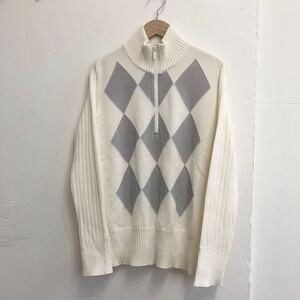 BURBERRY GOLF Burberry Golf sweater high‐necked half Zip white size 3a-ga il pattern E6N92-413-013 tops 