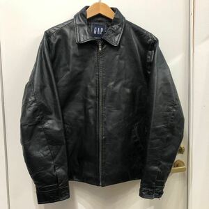 GAP ギャップ レザージャケット ブラック 本革 古着 Sサイズ メンズ フルジップジャケット アウター 776019-01 SB2