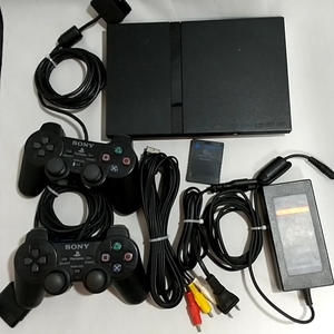 ☆動作品即決☆PS2 本体セット SCPH-70000 薄型 すぐ遊べるセット コントローラ×2 メモリーカード付