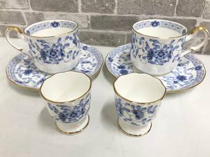 ★中古品★ NARUMI ナルミ BONE CHINA ボーンチャイナ カップ＆ソーサー エッグスタンド 金彩 ブルー