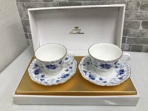 ★未使用★ NARUMI ナルミ BONE CHINA ボーンチャイナ カップ＆ソーサー 金彩 ブルー