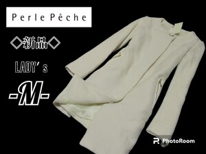 新品レディースM◇Perle peche◇ノーカラーコート