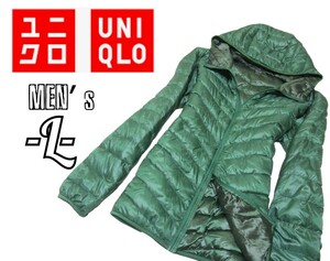 メンズL◇UNIQLO◇ウルトラライトダウンジャケット 緑