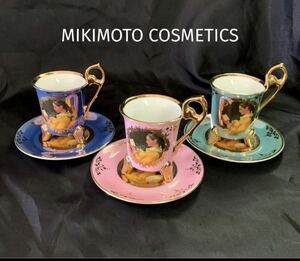 ミキモト　MIKIMOTO 食器 読書する娘　デミタスカップ&ソーサー三客セット