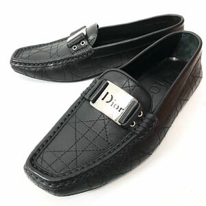 g88 Christian Dior ディオール フラットシューズ レザー ロゴプレート ローファー 革靴 パンプス ブラック レディディオール 36 正規品