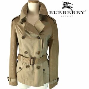 g16 BURBERRY LONDON バーバリー トレンチコート ベージュ ジャケット アウター レザー切替 コットン レディース 正規品