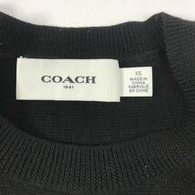 g187 COACH コーチ ニットワンピース 長袖 ワンピース チェック柄 XS ブラック ウール100% シルク100% レディース 正規品_画像4