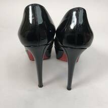 g244 Christian Louboutin クリスチャン ルブタン エナメル パンプス パテントレザー ハイヒール ピンヒールブラック 黒 34.5 正規品_画像5