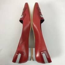 g246 良品 Manolo Blahnik マノロブラニク レザー ローヒール パンプス フラットシューズ レッド 赤 ローファー 39 イタリア製 正規品_画像5