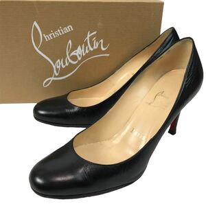 j264 Christian Louboutin クリスチャン ルブタン レザー パンプス ピンヒール ブラック 本革 ハイヒール フォーマル 36.5 正規品 