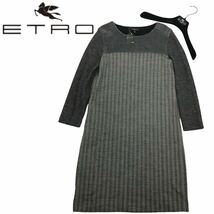 g269 未使用 ETRO エトロ ニットワンピース 長袖 ワンピース グレー 44 イタリア製 ハンガー付き レディース 正規品_画像2