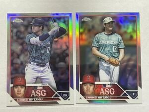 【2枚セット】 大谷翔平 Shohei Ohtani Topps Chrome Refractor リフラクター ASG オールスター Pitching Batting DH MVP Dodgers移籍！！