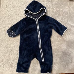赤ちゃんの城　カバーオール　防寒　赤ちゃん　ネイビー フリース 男の子 子供服 ベビー服