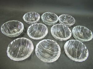 【広吉堂】料理屋　ガラス皿　ガラス　小皿　小鉢　レトロ　美品　10枚B