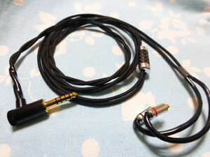 切り込み入 MMCX オーグライン + 102SSC 八芯 4.4mm5極 L字 120cm ( IEM 2ピン 変更可 ) 黒色布スリーブ SHURE Westone Campfire