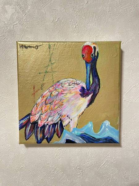 真作 絵画 原画 現代アート アート キャンバス 鶴 歌川広重 オマージュ作品 動物画 アートワーク 鳥の絵 作品証明書付 開運 幸運