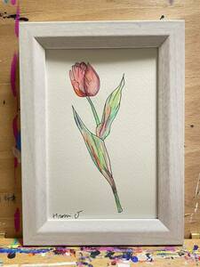 Art hand Auction Authentic ★Framed Painting Frame Art Flower Original Picture Postcard Drawing, artwork, painting, acrylic, gouache