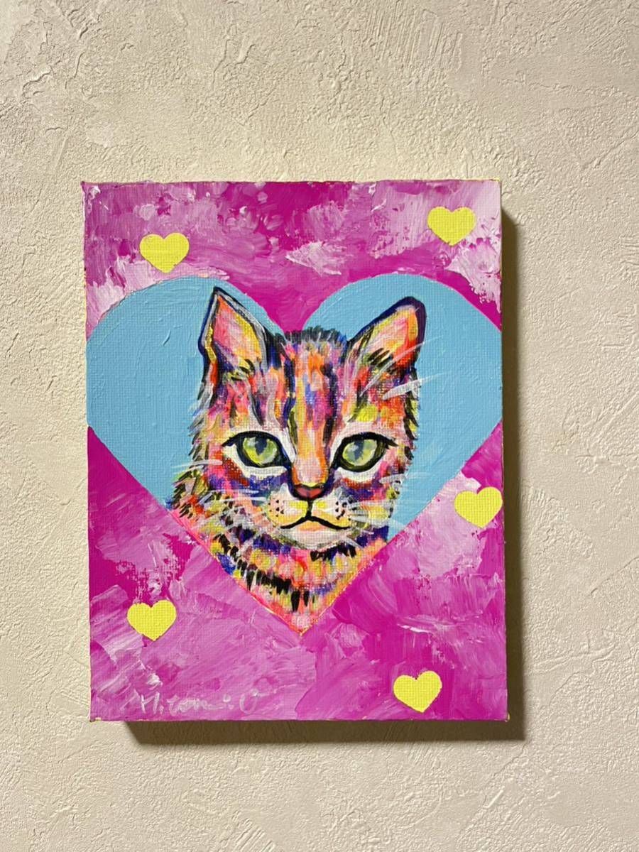 Original ★ Gemälde Original Kunst Leinwand Moderne Kunst Tiermalerei Katze Katzen Kunstwerk Zertifikat Katzenmalerei, Kunstwerk, Malerei, Acryl, Schnittwunde