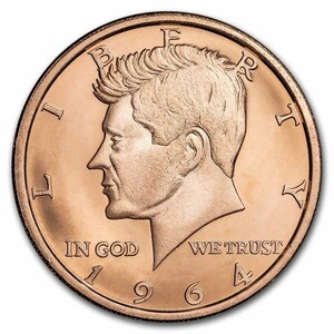 [カプセル付き] (新品) アメリカ「ジョン・F・ケネディ」純銅 赤金 1常衡オンス メダル