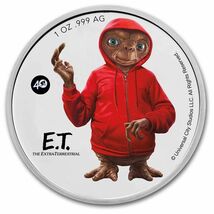 [保証書付き] 2022年 (新品) ニウエ「E.T. イーティー 40周年」純銀 1オンス カラー 銀貨_画像3