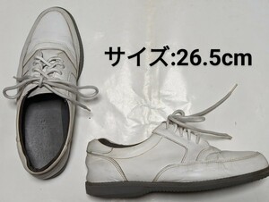 ★レトロ★革シューズ★ホワイト★26.5cm★メンズ★白★White Shoes★used