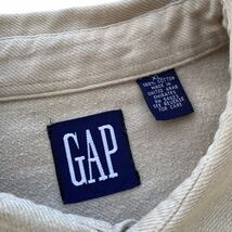 90's OLD GAP フランネルシャツ グレージュ 単色 XL ビンテージ オールド ギャップ デカタグ ワーク ビッグシルエット_画像5