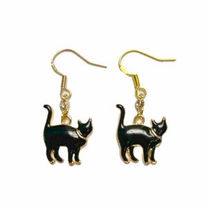 ハンドメイド ピアス イヤリング 猫 ネコ ねこ にゃんこ 猫ピアス 猫イヤリング 黒猫 ※2点目ご購入で100円引き