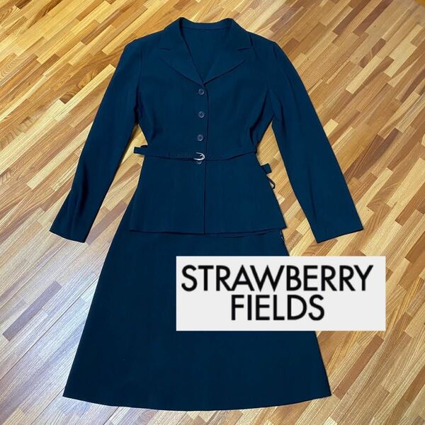 STRAWBERRY-FIELDS ストレッチ　スーツ　黒　上下セット　ジャケット　スカート　値下げ中！