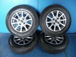 ホットスタッフ　EXCEEDRE　13×5J+35 4H PCD 100　スタッドレス　タイヤ　DUNLOP WINTR MAXX 155/80R13 2021年度製　バリ山